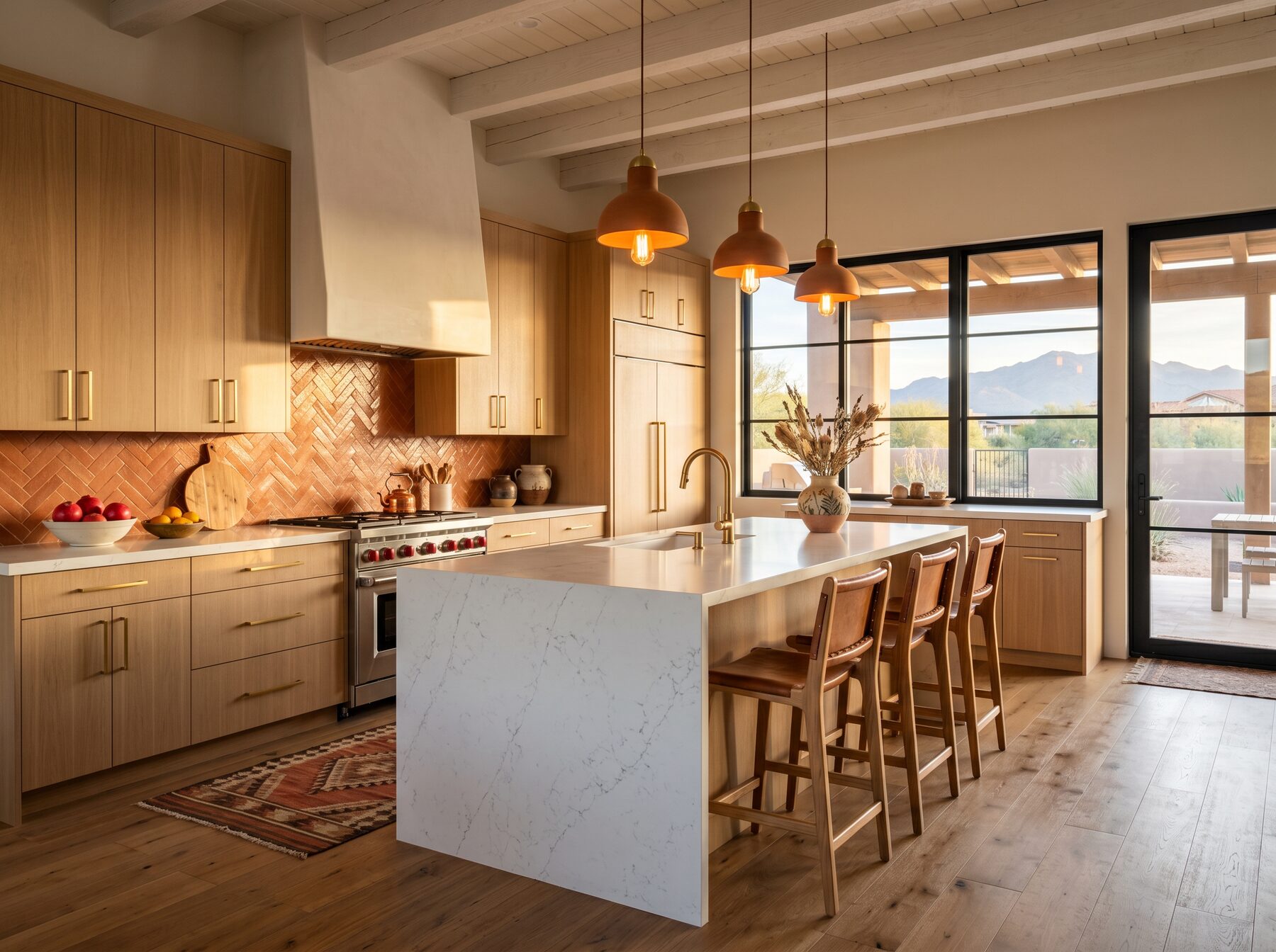 Renovated kitchen with white oak cabinets